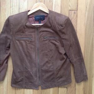 BCBGMaxAzria Faux Suede Cropped Jacket in Brown Size Small
